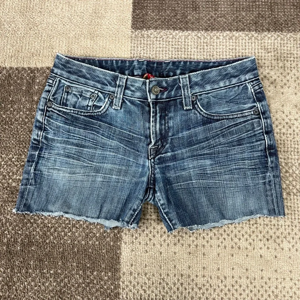Vintage‎ Lucky Brand Women Size 4 27 Denim Jean Shorts Distressed Frayed Blue